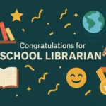 Infographic celebrating School Librarians with books, globe, and festive elements