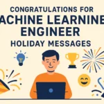 Infographic celebrating Machine Learning Engineer holiday with cheerful illustrations and congratulatory text