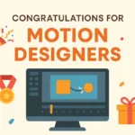 Celebratory Infographic for Motion Designers with Icons and Monitor